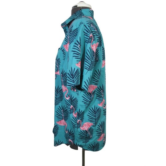 Ocean Current men's pink flamingo short sleeve button down shirt, M - Picture 3 of 10